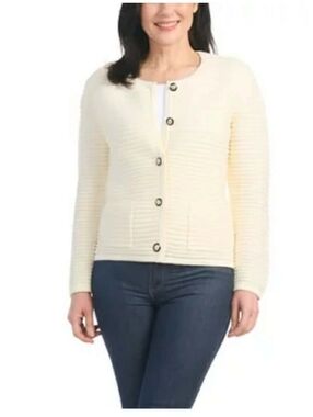 Hilary Radley Textured Knit Women's Sweater Cardigan
